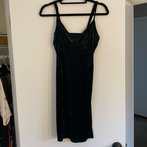 Crushed velvet mini dress with keyhole